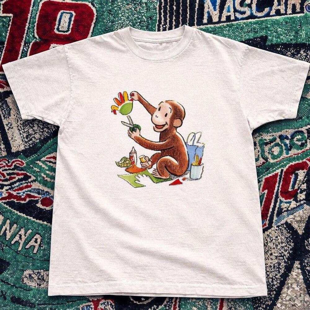 Curious George Craft Art T-Shirt Cute Monkey Graphic Tee
